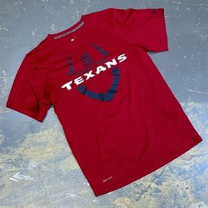 Nike Houston Texans Football Shirt Small Red Navy NFL Dri-Fit
